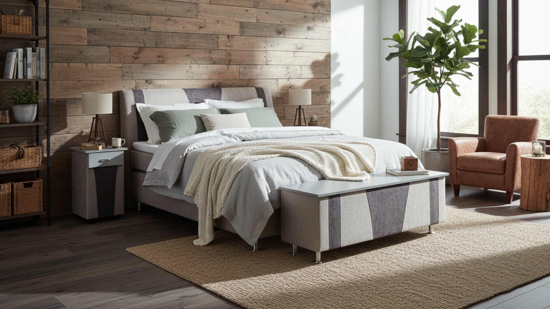 Das Boxspringbett Dana von Meisterbetten in der Größe 180x200 cm beeindruckt mit seinem stylishen Kopfteil und dem eleganten Silberdekor. Der Matratzenbezug Nano und der Grundstoff in MS-Silver Grey ergänzen sich harmonisch. Ausgestattet mit einem Ergoflex-Topper und einer Taschenfederkern-Matratze bietet es optimalen Schlafkomfort. Die passende Truhe und der Nachttisch Dana runden das Design ab.