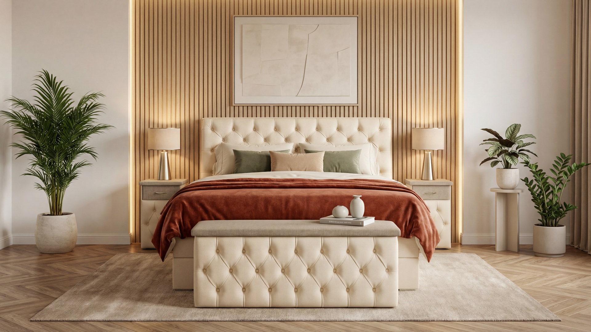 Das Boxspringbett Plas von Meisterbetten in der Größe 180x200 cm beeindruckt mit einem gepolsterten Kopfteil in KL-Vanille. Ausgestattet mit einem praktischen Bettkasten, bietet es zusätzlichen Stauraum. Der Nano-Matratzenbezug und der Ergoflex-Topper sorgen für optimalen Schlafkomfort, während die Taschenfederkern-Matratze perfekten Halt gewährleistet. Die Kombination aus W-Sahara Absatzstoff und passendem Nachttisch vervollständigt das stilvolle Design.