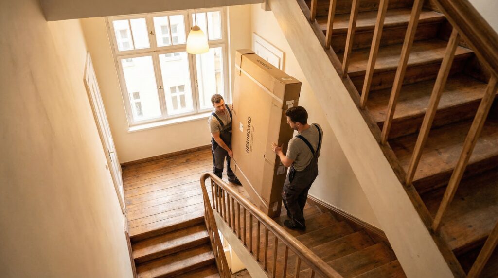 Titelbild: Boxspringbett durch Treppenhaus: Maße, Tipps & Lösungen