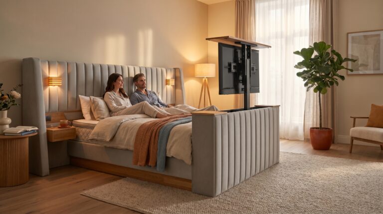 Boxspringbett mit Fernseher: TV-Integration, Bildschirmgrößen und Schlafzimmer-Entertainment