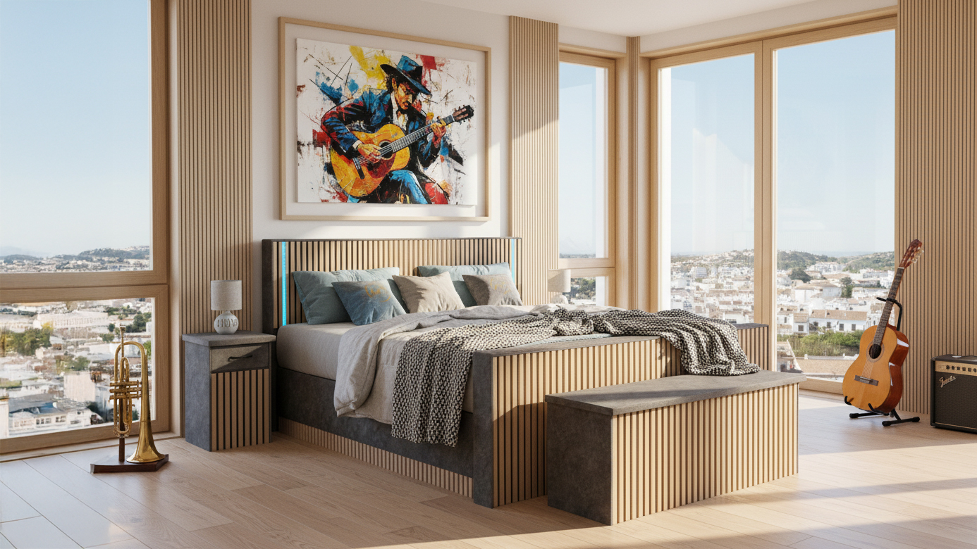 Boxspringbett Scay mit Akustikpaneele