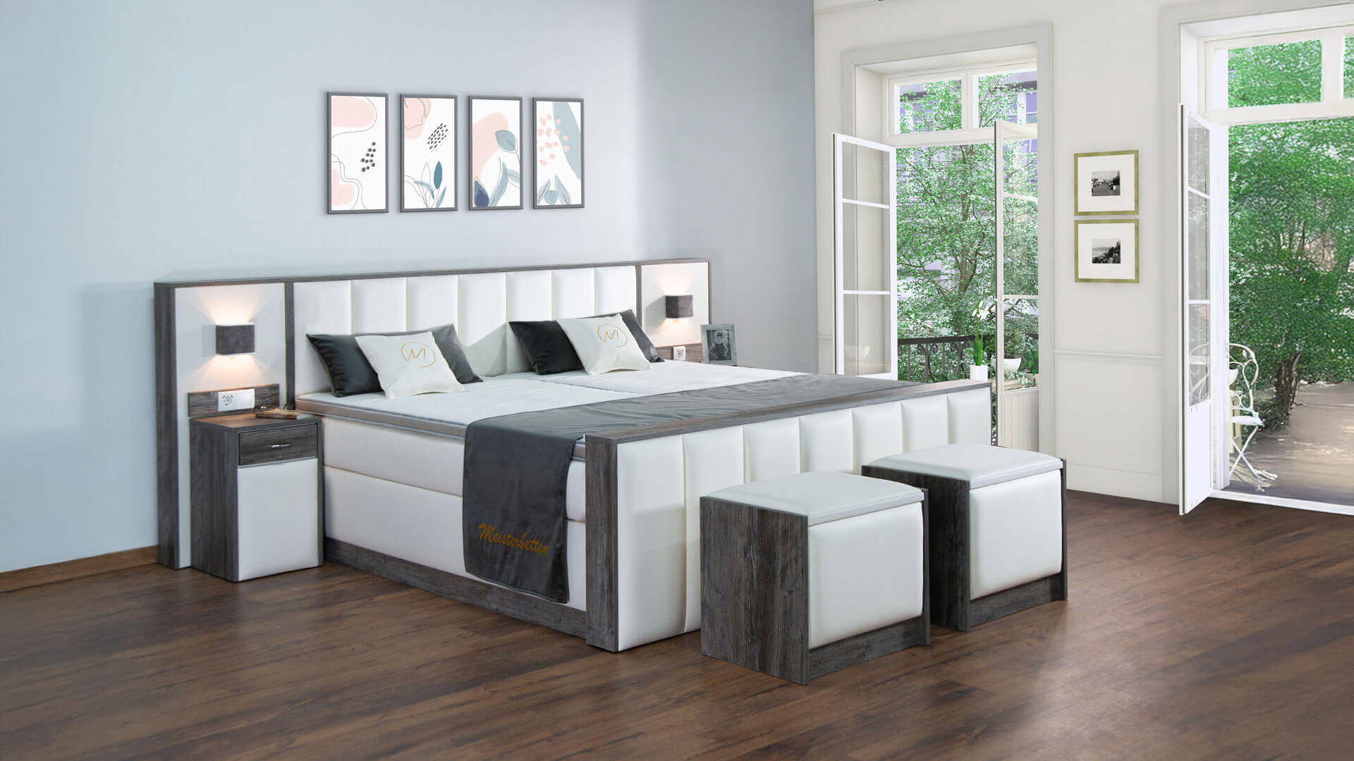 Boxspringbett Sely3 mit Holz